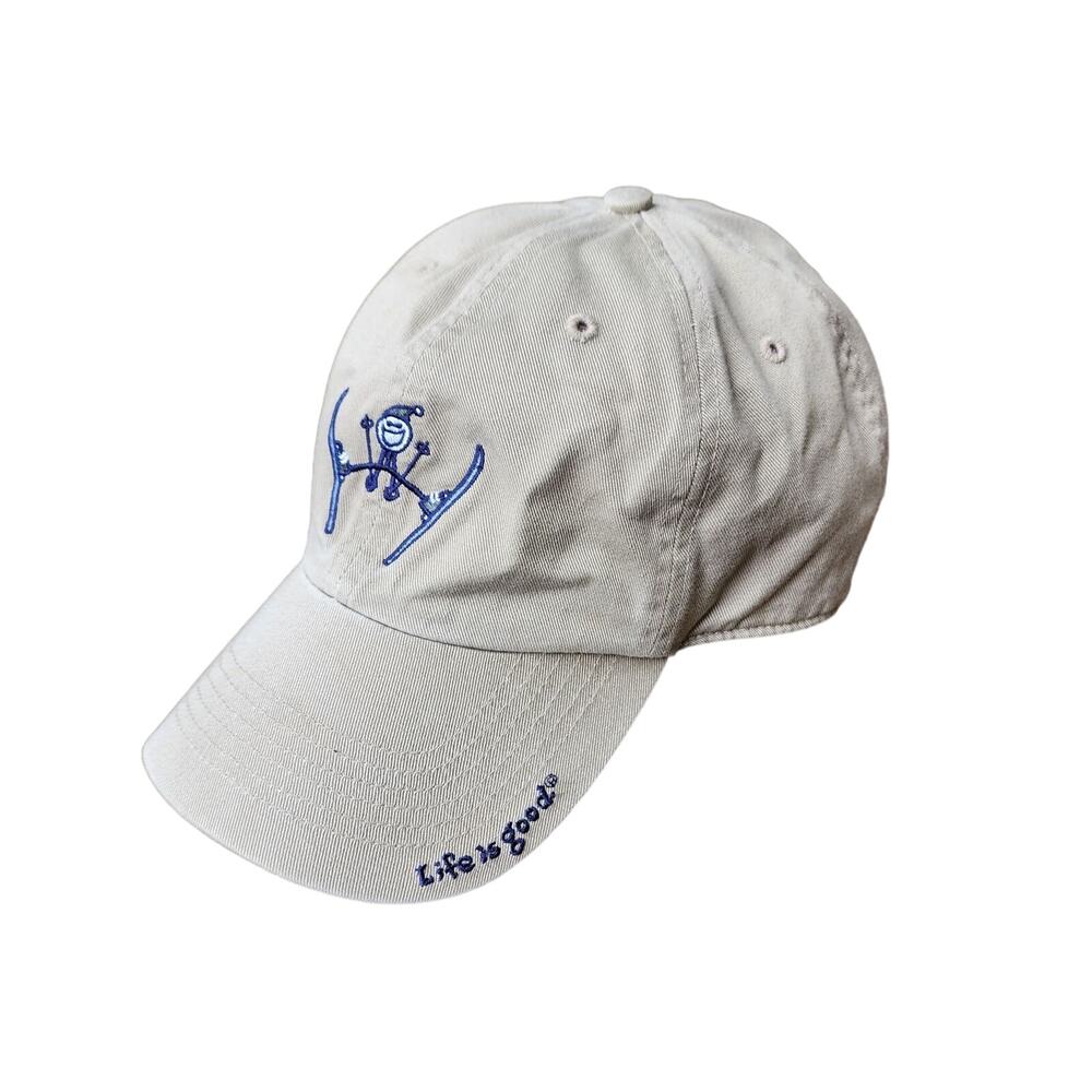Life is good Unisex Embroidered Snow Ski Cap Hat Khaki Adjustable Sporty